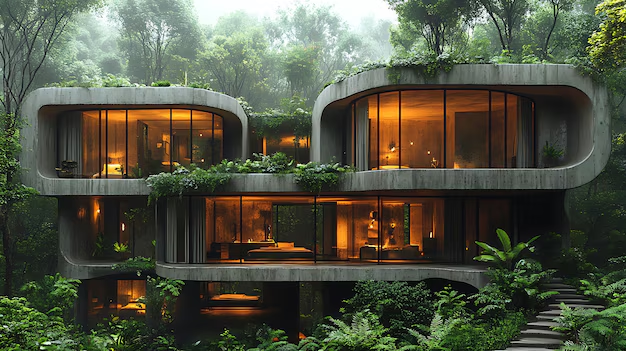Organic architecture home in forest